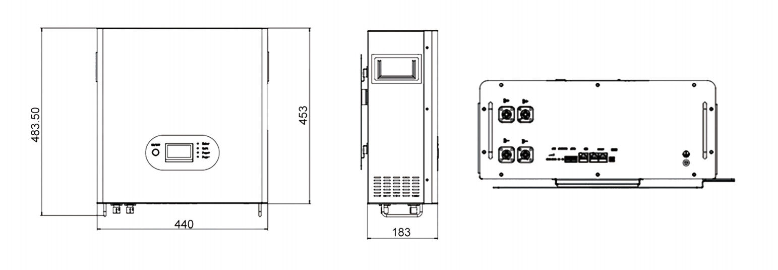 Sunrange Wall Mounted Lithium Battery Dimension